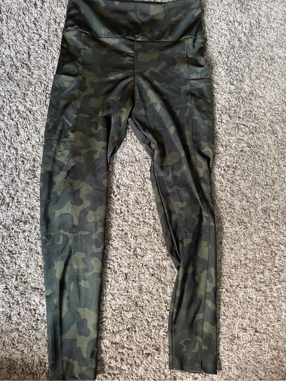 Girls' Camo Green High-Waist Leggings
